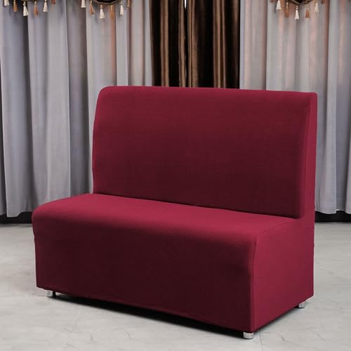 HUIZHENSHENG Armless Sofa Kartensitzabdeckung, Futon Cover Stretch Protector Slippcovers, 2-sitzer-Sofa-loveat-Couch-bettbezüge(Size:einseitiger Sitz,Color:Wine Red) von HUIZHENSHENG