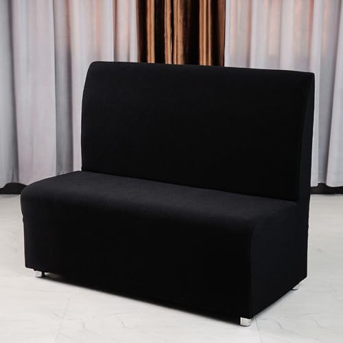 HUIZHENSHENG Armless Sofa Kartensitzabdeckung, Futon Cover Stretch Protector Slippcovers, 2-sitzer-Sofa-loveat-Couch-bettbezüge(Size:einseitiger Sitz,Color:schwarz) von HUIZHENSHENG