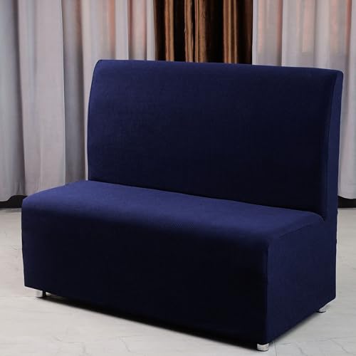 HUIZHENSHENG Armless Sofa-kartensitzabdeckung, Couchabdeckung Für Sofa, Einzel-/doppelseitige Sitzanpassungsbezüge, Jacquard Fleece Small Futon Cover(Color:Tibetan Blue) von HUIZHENSHENG