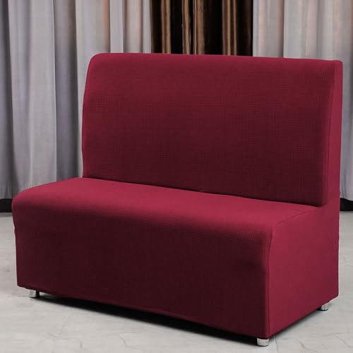 HUIZHENSHENG Armless Sofa-kartensitzabdeckung, Couchabdeckung Für Sofa, Einzel-/doppelseitige Sitzanpassungsbezüge, Jacquard Fleece Small Futon Cover(Color:Wine Red) von HUIZHENSHENG