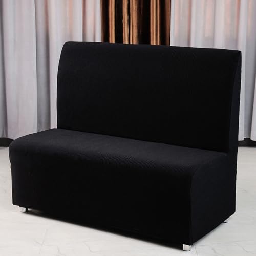 HUIZHENSHENG Armless Sofa-kartensitzabdeckung, Couchabdeckung Für Sofa, Einzel-/doppelseitige Sitzanpassungsbezüge, Jacquard Fleece Small Futon Cover(Color:schwarz) von HUIZHENSHENG