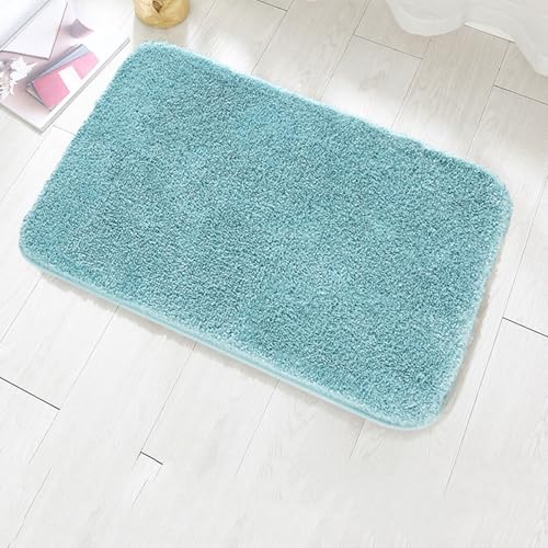 HUIZHENSHENG Saugfente Weiche Mikrofaser -Shaggy Mattenmaschine Waschbar Dicke Plüschteppiche Für Dusche, Badteppich Nicht -schlupf -badmatte(Size:50x80cm,Color:Grün) von HUIZHENSHENG