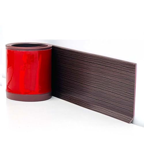 Pvc Rutschettbrettausstattung Selbstklebend ， 4 Zoll Flexible Baseboardform-trimm, Selbstklebender Vinylwandbasis-basis, Schale Und Stabbaseboardver(Size:4in x 131.2ft(40m),Color:Schwarze Walnuss) von HUIZHENSHENG