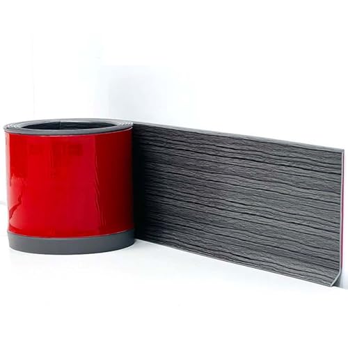 Pvc Rutschettbrettausstattung Selbstklebend ， 4 Zoll Flexible Baseboardform-trimm, Selbstklebender Vinylwandbasis-basis, Schale Und Stabbaseboardverk(Size:4in x 49.2ft(15m),Color:Dunkelgraue Streifen) von HUIZHENSHENG