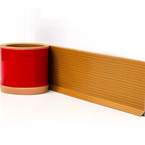 Pvc Rutschettbrettausstattung Selbstklebend ， 4 Zoll Flexible Baseboardform-trimm, Selbstklebender Vinylwandbasis-basis, Schale Und Stabbaseboardverkl(Size:4in x 131.2ft(40m),Color:Gelbe Eiche) von HUIZHENSHENG