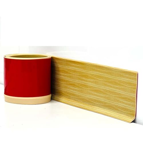 Pvc Rutschettbrettausstattung Selbstklebend ， 4 Zoll Flexible Baseboardform-trimm, Selbstklebender Vinylwandbasis-basis, Schale Und Stabbaseboardverkl(Size:4in x 49.2ft(15m),Color:Rohe Holzmaserung) von HUIZHENSHENG