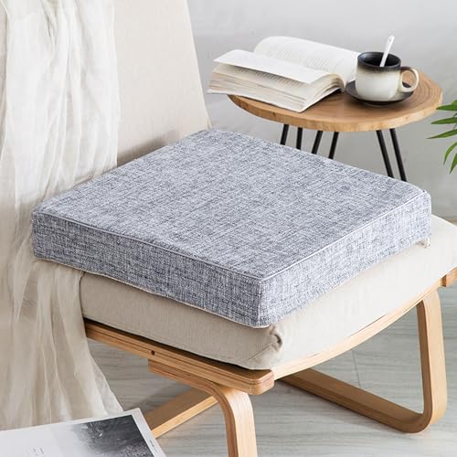 Sessel-Sitzkissen, quadratische Stuhl-Sitzkissen, dicke Sofa-Sitzkissen mit Reißverschluss, rutschfestes Kissen mit abnehmbarem Bezug (Size:L40xW40xH5cm(16x16x2inch),Color:light gray) von HUIZHENSHENG