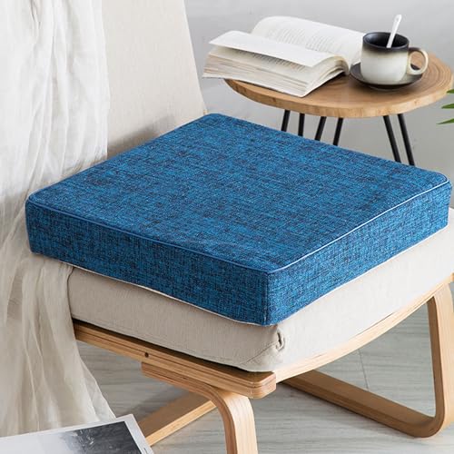 Sessel-Sitzkissen, quadratische Stuhl-Sitzkissen, dicke Sofa-Sitzkissen mit Reißverschluss, rutschfestes Kissen mit abnehmbarem Bezug (Size:L45xW45xH5cm(18x18x2inch),Color:blue) von HUIZHENSHENG