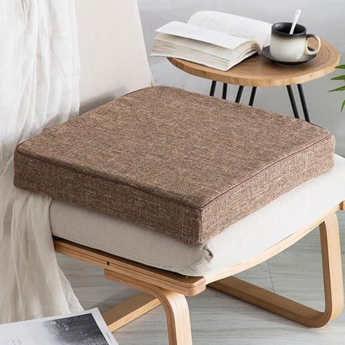 Sessel-Sitzkissen, quadratische Stuhl-Sitzkissen, dicke Sofa-Sitzkissen mit Reißverschluss, rutschfestes Kissen mit abnehmbarem Bezug (Size:L50xW50xH8cm(20x20x3inch),Color:coffee) von HUIZHENSHENG