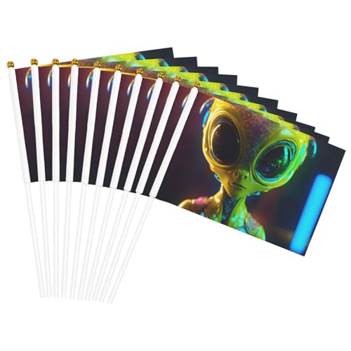Alien Planet Print Handheld Flag Versatile Flags Wedding Birthday Holiday Sports Decor Parade Show von HUIopq