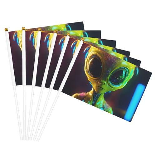 Alien Planet Print Handheld Flag Versatile Flags Wedding Birthday Holiday Sports Decor Parade Show von HUIopq