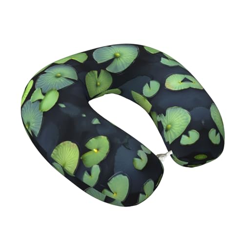 HUIopq Black Lily Pads Print U-förmiges praktisches Kissen Nackenstütze Freizeit lange Fahrten vielseitig einsetzbar von HUIopq