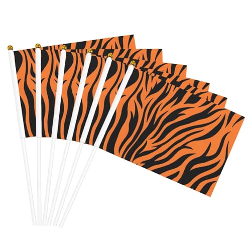 Tiger Stripes Orange Pattern Print Handheld Flag Versatile Flags Wedding Birthday Holiday Sports Decor Parade Show von HUIopq