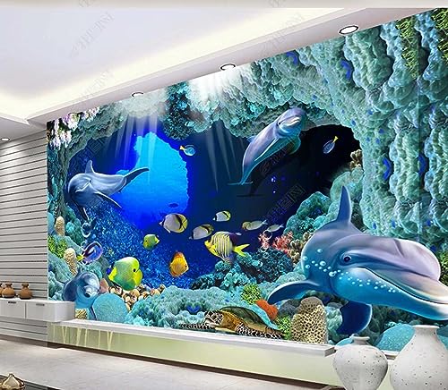 3D Tapete Meeresweltqualle Delfin Fototapete Wohnzimmer Vliestapete Decoration von HUIwallpaper