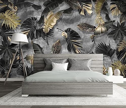 3D Tapete Tropische Pflanze Hinterlässt Federn Fototapete Wohnzimmer Vliestapete Decoration von HUIwallpaper