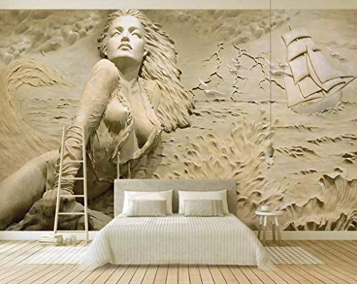 Fototapete 3D Effekt - 3D Tapete - Goldene Dreidimensionale Geprägte Sexy Küste Tapeten 3D Vliestapete Moderne Wandbilder Wanddeko - 300x210cm von HUIwallpaper
