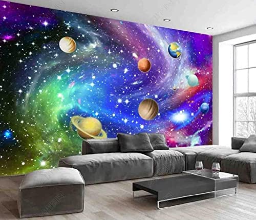 Fototapete 3D Effekt Tapete Universum Sternenhimmel Sonnensystem Tapeten Vliestapete Kinderzimmer Deko Schlafzimmer Wandbilder Wohnzimmer 350x250cm von HUIwallpaper