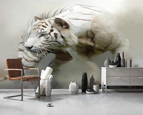 Fototapete Tier Tier Weiß Tiger | Tapete | Wandbild | Wandbild | Bild | Fototapeten | Tapeten | Wandtapete | Wanddeko | Wandtapete | 3D Effekt - 300x210CM-XXL von HUIwallpaper