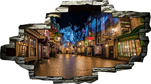 HUJL Wandtattoo Castle Diagon Alley Wizard 3d zerschlagene Wandaufkleber-Plakatkunst von HUJL