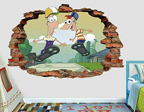 HUJL Wandtattoo Phineas und Ferb Skateboard Custom Vinyl Wandtattoos Peel & Stick Art von HUJL