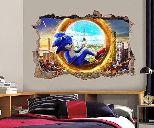 HUJL Wandtattoo Sonic the Hedgehog Film 3d zerschlagen Wandaufkleber Aufkleber Art Deco Wandbild von HUJL