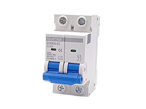 1/2/3/4-poliger Mini-Leistungsschalter for DIN-Schienen, Haushaltsluftschalter, Verteilerkasten, mechanische Ausrüstung, elektronischer Starterschutz (Farbe: 4P, Größe: 4A) (Color : 2p, Size : 40A) von HUJWLBWF