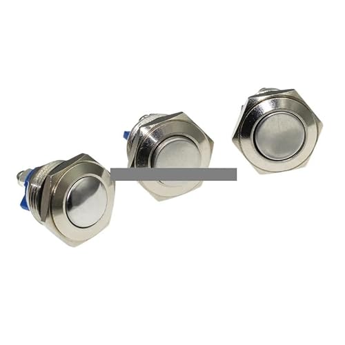 HUJWLBWF 16mm Metal Push Button Switch IP67 Nickel Plated Brass Press Button Self-Reset 1NO Ball Shape Momentary von HUJWLBWF