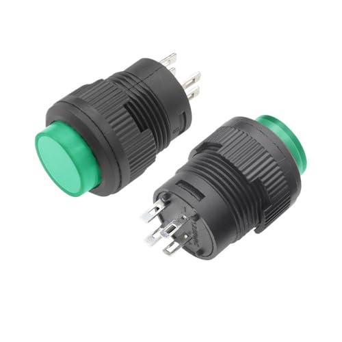 HUJWLBWF 1PC 16MM Momentary Push Button Switch with Green LED Lighting 4Pin R16-503 von HUJWLBWF