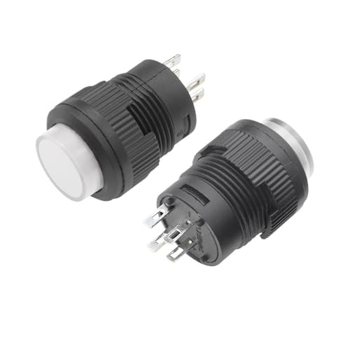 HUJWLBWF 1PC Self Locking 16MM Latching Push Button Switch with White LED Lighting 4Pin R16-503 von HUJWLBWF