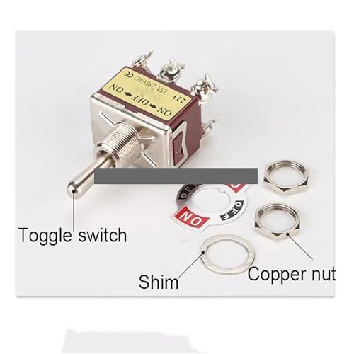 HUJWLBWF 1Pcs E-Ten 223 Momentary DPDT (ON)-Off-(ON) 3 Position 6Pin Toggle Switch AC 250V 15A E-TEN223 Brown von HUJWLBWF