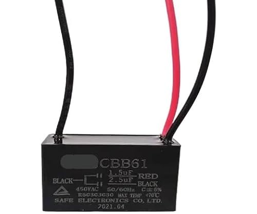 HUJWLBWF 1pc Black CBB61 0.75uF+1.25uF 3 Wires 450V 50/60Hz Capacitor for Ceiling Fan HUJWLBWF 1pc Black CBB61 0.75uF+1.25uF 3 Wires 450V 50/60Hz Capacitor for Ceiling Fan von HUJWLBWF