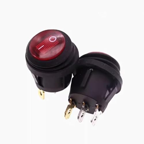 HUJWLBWF 1pcs ON Off Round Red Light 3Pin Rocker Switch 6A 10A 250V 125V von HUJWLBWF