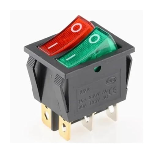 HUJWLBWF 5pcs KCD6 Double Red Green Light Switch 6Pin ON-Off 30 * 22mm 2 Ways Boat Rocker Switch von HUJWLBWF