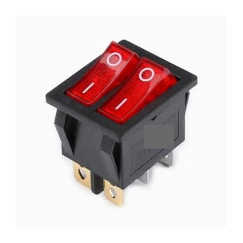HUJWLBWF 5pcs KCD6 Double Red Light Switch 6Pin ON-Off 30 * 22mm 2 Ways Boat Rocker Switch von HUJWLBWF