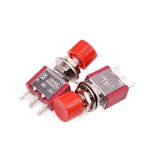HUJWLBWF 5pcs PS-102 3Pin 6mm Momentary Automatic Red Push Button Switch ON-(ON) 2A 250VAC/5A 120VAC von HUJWLBWF