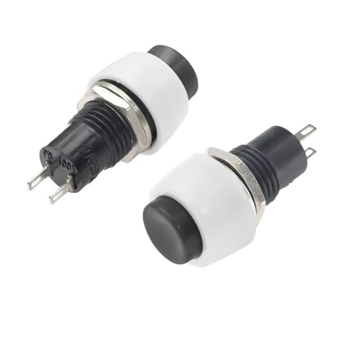 HUJWLBWF 6PC DS-450 Self-Locking Round Small Push Button Switch Terminal 250V 2A Black Copper Pin 10mm Mounting Hole von HUJWLBWF