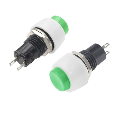 HUJWLBWF 6PC DS-450 Self-Locking Round Small Push Button Switch Terminal 250V 2A Green Copper Pin 10mm Mounting Hole von HUJWLBWF