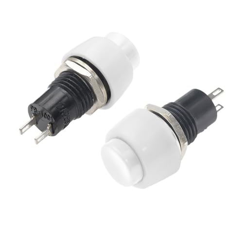 HUJWLBWF 6PC DS-450 Self-Locking Round Small Push Button Switch Terminal 250V 2A White Copper Pin 10mm Mounting Hole von HUJWLBWF