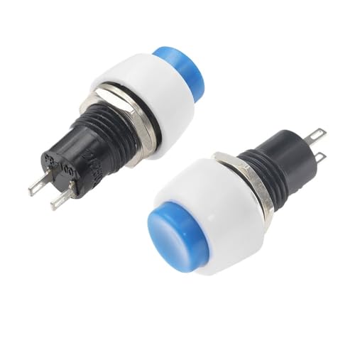 HUJWLBWF 6PC DS-451 Reset Round Small Push Button Switch Terminal 250V 2A Blue Copper Pin 10mm Mounting Hole von HUJWLBWF