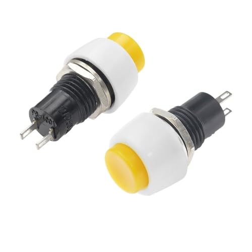 HUJWLBWF 6PC DS-451 Reset Round Small Push Button Switch Terminal 250V 2A Yellow Copper Pin 10mm Mounting Hole von HUJWLBWF