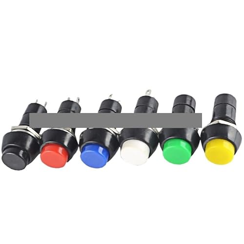 HUJWLBWF 6Pcs PBS-11B 12mm Self-Reset Momentary Round Black Push Button Switch 3A 250V AC 2PIN von HUJWLBWF