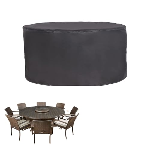 HUJZJY Gartenmobel Abdeckung Wasserdicht Rund 160x100cm, Schutzhülle Gartenmöbel Winterfest Rund, wasserdichte Outdoor-Möbel Gartentisch Abdeckung, Winddicht Gartentisch Abdeckplane von HUJZJY