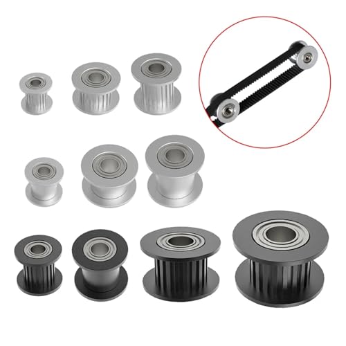 HUKILU yaoqijie GT2-Umlenkrolle mit 16 Zähnen und 20 Zähnen, mit 3 mm oder 5 mm Bohrung, mit Lagern, 3D-Druckerteile, Zahnriemen 6 mm, 10 mm Lasting(Silver) von HUKILU