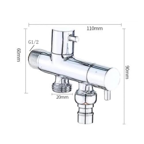 yaoqijie 1 Stück G1/2 Messing Dreiwege-Füllwinkelventil Wandmontage Dual Control-Schalter Eins in Zwei raus Wasserreinigung Badezimmerzubehör lasting von HUKILU