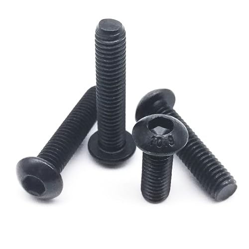 yaoqijie 10/50 Stück M1.6 M2 M2.5 M3 M4 M5 M6 M8 Schwarzer Stahl der Güteklasse 10.9 ISO7380 Sechskant-Innensechskant-Knopfschraube mit Pilzkopf lasting(18mm,M2.5 (50pcs)) von HUKILU