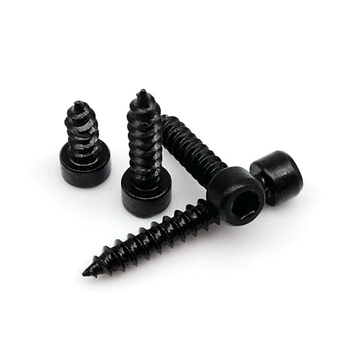 yaoqijie 10/50 Stück M2 M2.6 M3 M3.5 M4 M5 M6 Schwarzer Kohlenstoffstahl Inbus Innensechskantkappe Rundkopf Blechschrauben for Holz, L = 4–50 mm lasting(5mm,M2 50pcs) von HUKILU