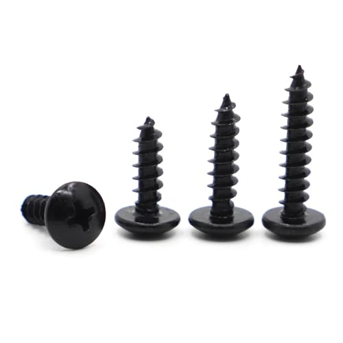 yaoqijie 10/50 Stück M3 M3.5 M4 M5 M6 Schwarzer Cabon-Stahl Phillips Flachrundkopf Kreuzschlitz Pilzkopf Blechschrauben lasting(8mm,M3 50pcs) von HUKILU
