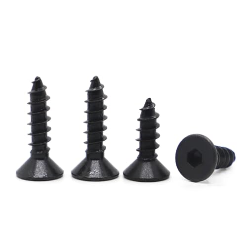 yaoqijie 10–50 Stück schwarze 8.8 Kohlenstoffstahl-Sechskant-Blechschrauben mit flachem Kopf M3 M4 M5 M6 Innensechskant-Blechschrauben mit Senkkopf lasting(25mm,M6 10pcs) von HUKILU