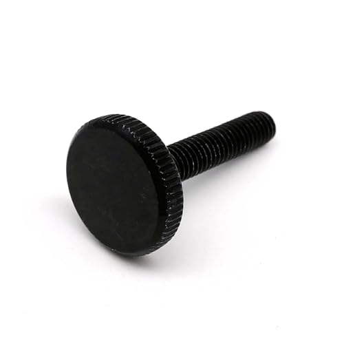 yaoqijie 2/5 Stück M3 M4 M5 M6 M8 DIN653 GB835 Rändelschraube mit flachem Kopf, handfest, for Vorhangfassaden, Glas, werkzeuglos einstellbar lasting(Black,6MM_5PCS M4) von HUKILU