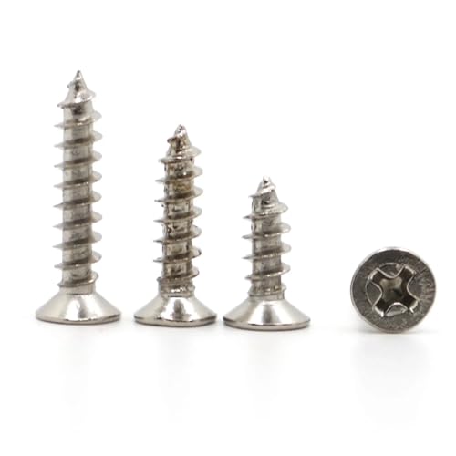 yaoqijie 20/100 Stück M2 M2.3 M2.6 M3 M4 Senkkopf-Blechschrauben mit flachem Kopf, vernickelt, selbstschneidend, Holzschraube lasting(5mm,M2.3 100pcs) von HUKILU